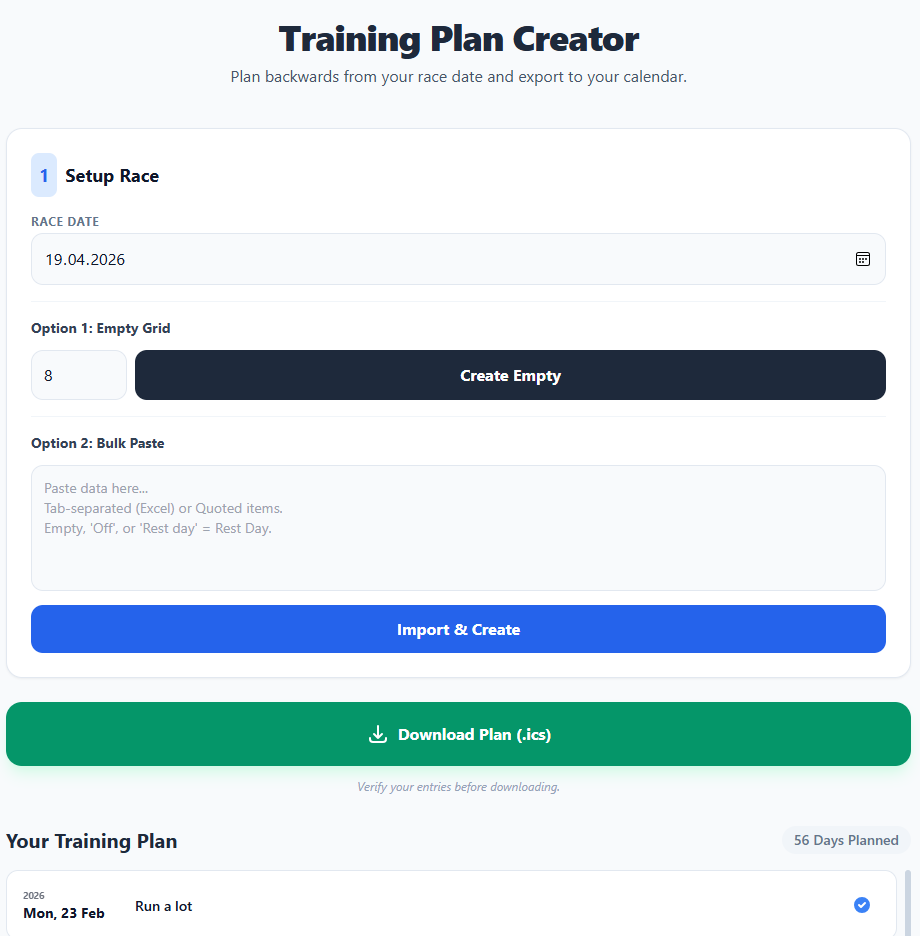 Training plan